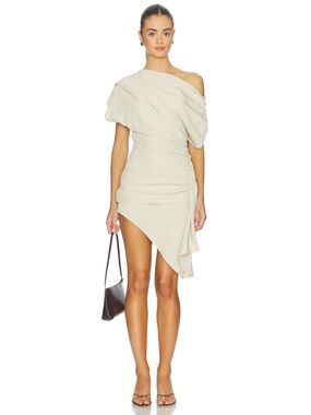 NWT All The Ways Lottie Asymmetrical Mini Dress in Beige
